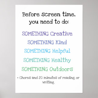 Póster Summer Screen Time Rules simple poster