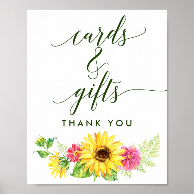 Póster Summer Sunflower Cards and Gifts Sign (Frente)