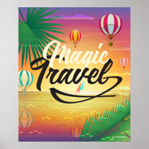 Póster Summer Sunset Sky, Sea beach Magic Travel ART