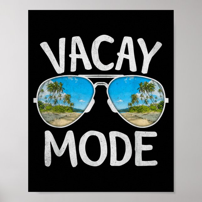 Póster Summer Vacation Sunglasses Palm Tree Beach Vacay (Frente)