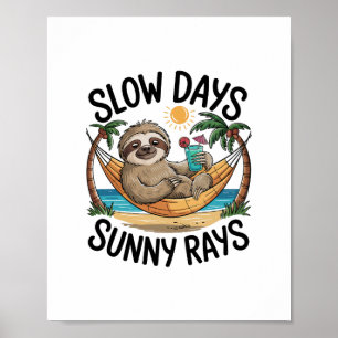 Póster Summer Vibes Sloth Funny Lazy Float