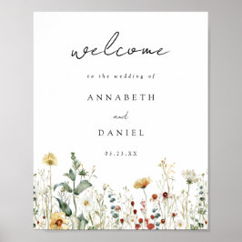 Póster Summer Wildflower Field Wedding Welcome Poster