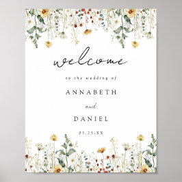 Póster Summer Wildflower Field Wedding Welcome Poster