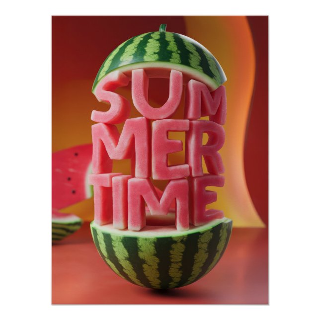 Póster "SUMMERTIME" Watermelon Letters | Vibrant Summer (Anverso)