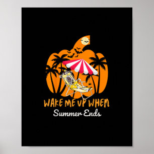 Póster Summerween Beach Pumpkin Skeleton Funny Halloween