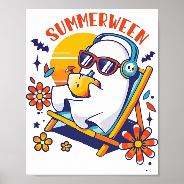 Póster Summerween Cute Spooky Summer Ghost Halloween Love (Frente)