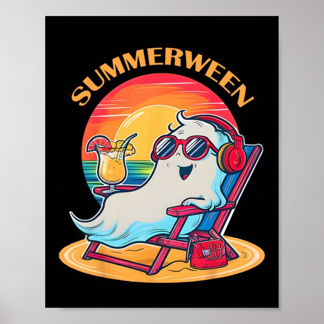 Póster Summerween Cute Spooky Summer Ghost Halloween Love (Frente)
