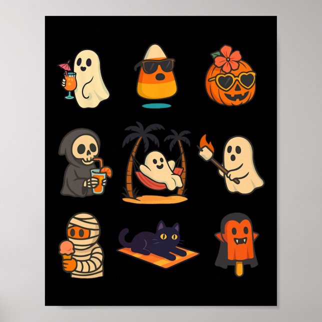 Póster Summerween Ghost Pumpkin Halloween Spookeen Summer (Frente)