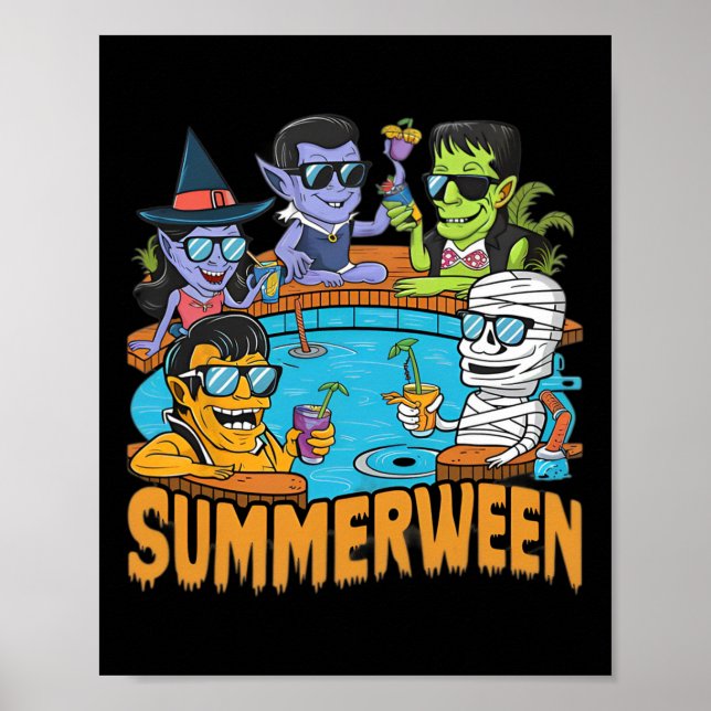 Póster Summerween Halloween Spookone Monster Para Hombres (Frente)
