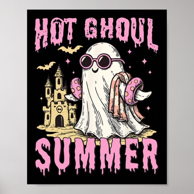 Póster Summerween Hot Ghoul Verano Funny Cute Ghost Pool (Frente)