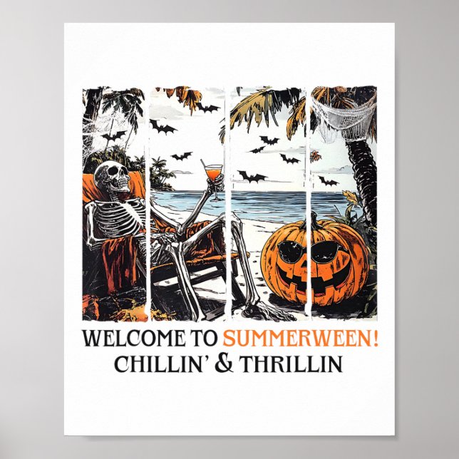 Póster Summerween Skeleton Beach Fiesta Halloween Summer  (Frente)