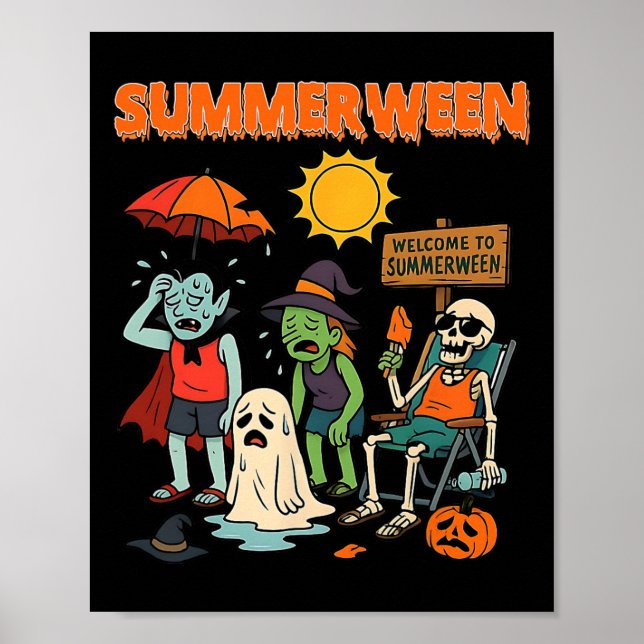 Póster Summerween Skeleton Beach Fiesta Halloween Vibes 1 (Frente)