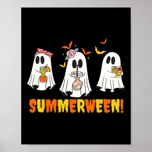 Póster Summerween Skeleton Ghost Beach Fiesta Halloween V (Frente)