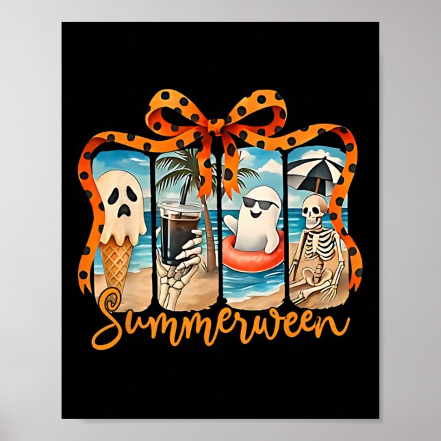 Póster Summerween Skeleton Ghost Beach Fiesta Halloween V (Frente)