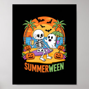 Póster Summerween Skeleton Ghost Beach Halloween Party Fu