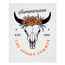 Póster Summerween spooky summer floral skull aesthetic