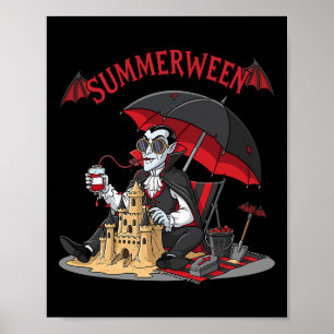 Póster Summerween Vampire Beach Dracula Sandcastle Gothic
