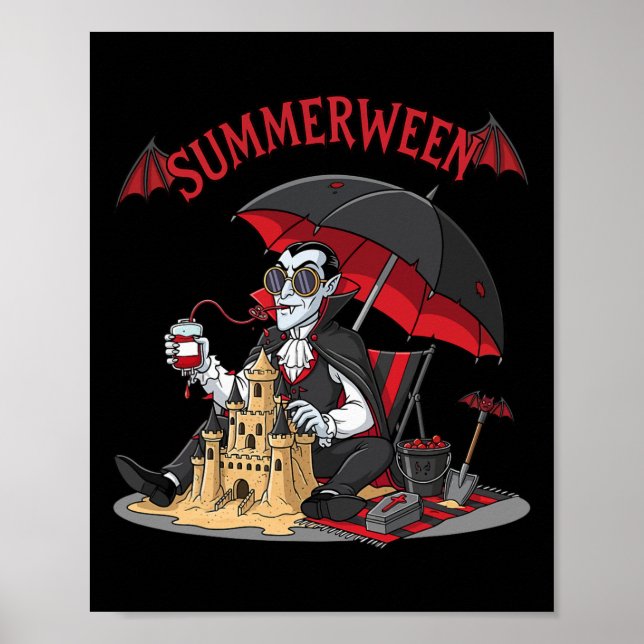 Póster Summerween Vampire Beach Dracula Sandcastle Gothic (Frente)