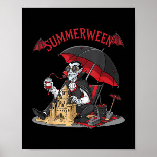 Póster Summerween Vampire Beach Dracula Sandcastle Gothic