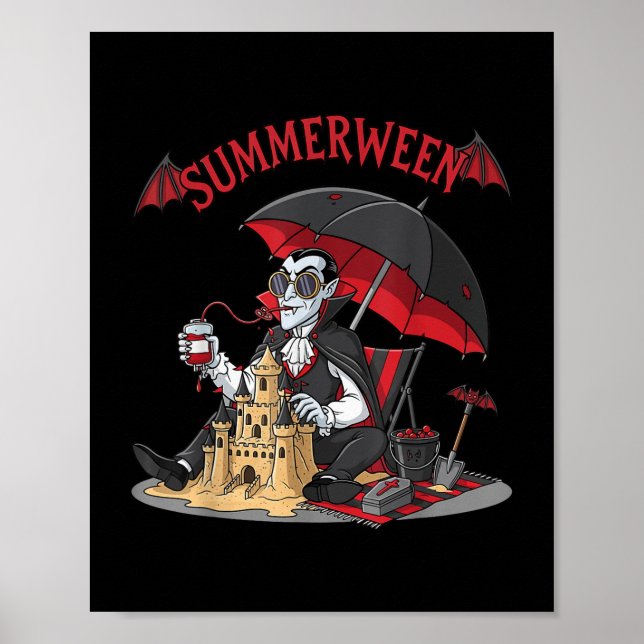 Póster Summerween Vampire Beach Dracula Sandcastle Gothic (Frente)
