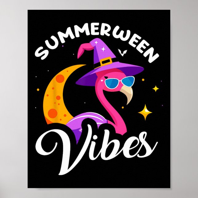 Póster Summerween Vibes Flamingo Summer Halloween Vacatio (Frente)