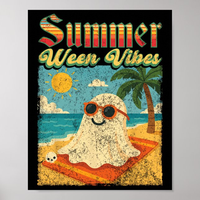 Póster Summerween Vibes Ghost Funny Summer Halloween (Frente)