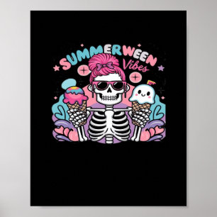Póster Summerween Vibes Skeleton IceCream vacaciones de v
