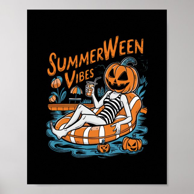 Póster Summerween Vibes Spookone Summer Pumpkin Cute (Frente)