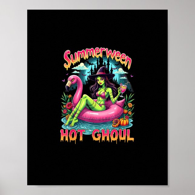 Póster Summerween Witch Vibes Vacation Halloween Funny Pa (Frente)