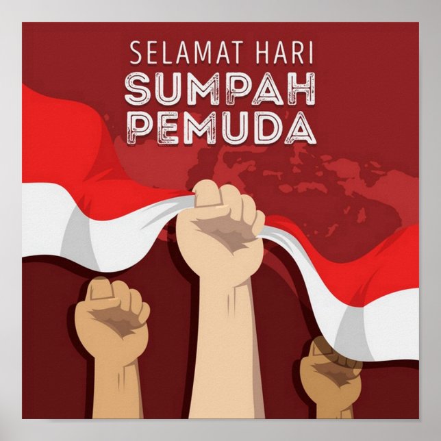 Póster Sumpah Pemuda - Compromiso juvenil indonesio (Frente)