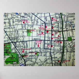 Póster Sumter, poster del mapa del vintage del SC