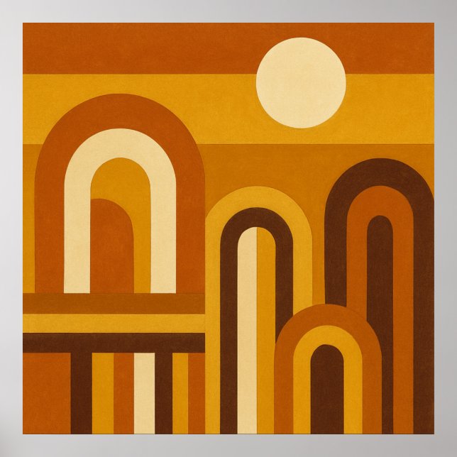 Póster Sun & Arches Mid Century Modern Geometric Design (Frente)