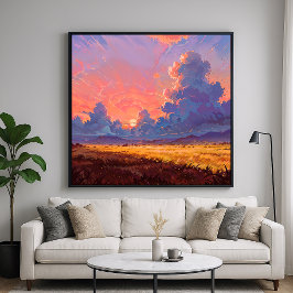 Póster Sun Cast - Paintero Estilo de paisaje