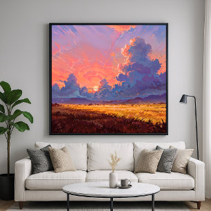 Póster Sun Cast - Paintero Estilo de paisaje