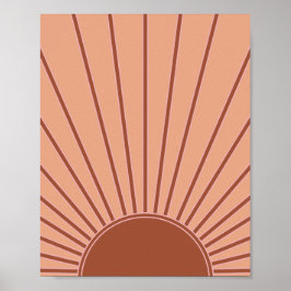 Póster Sun Earth Tones Sunrise Brown Rust Retro Sunshine