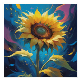 Póster sun flower painting