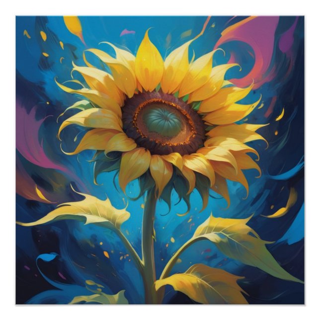 Póster sun flower painting