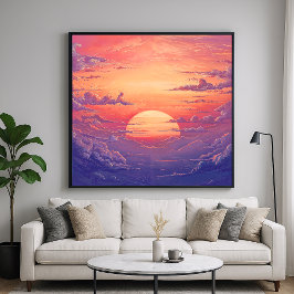 Póster Sun Horizon - Vibrante Estilo de Ilustracion Paint