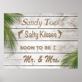 Póster Sun Kissed Sandy Toes Salty Kisses Sr. y Sra. Post