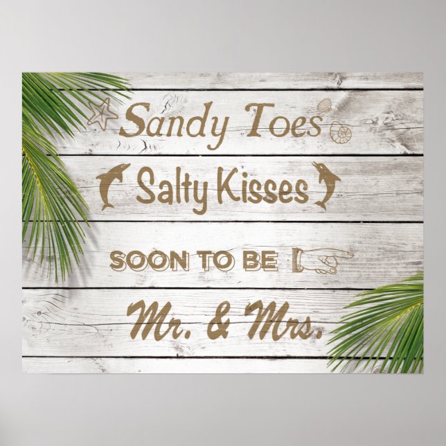 Póster Sun Kissed Sandy Toes Salty Kisses Sr. y Sra. Post (Frente)
