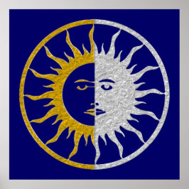 Póster SUN & MOON Symbol - plata dorada