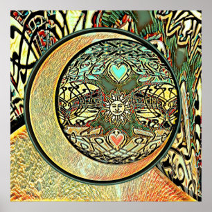 Póster Sun, Moon, Yin Yang, Tree of Life