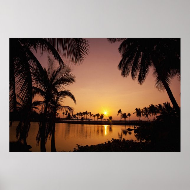 Póster Sun setting on Anaeho'omalu Bay, Big Island, (Frente)