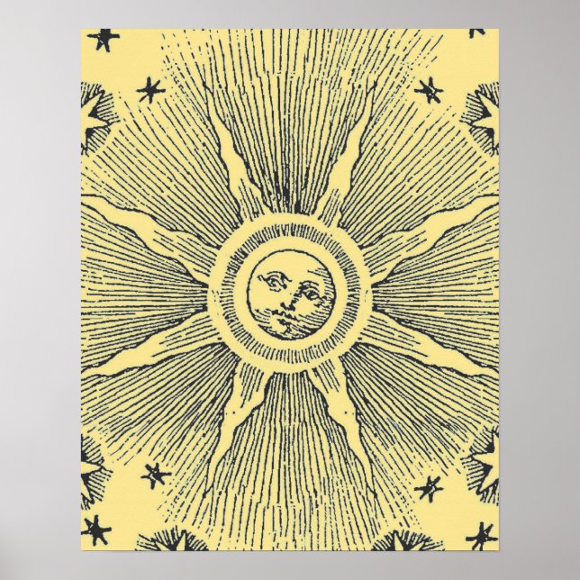 Póster Sun Stars Noche de la antigüedad Cielo Medieval Zo (Frente)