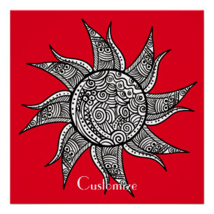 Póster Sun Tattoo Thunder_Cove al estilo Henna