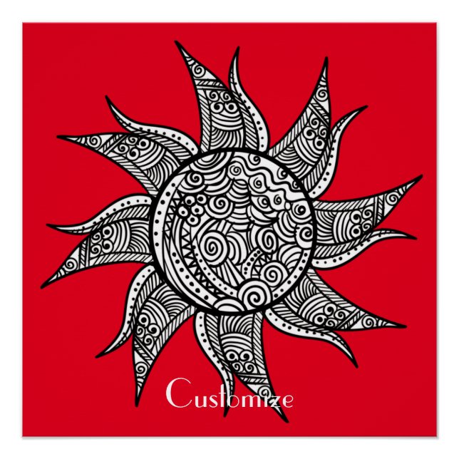 Póster Sun Tattoo Thunder_Cove al estilo Henna (Anverso)