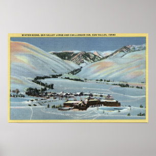 Póster Sun Valley, ID - Winter Scene, Sun Valley