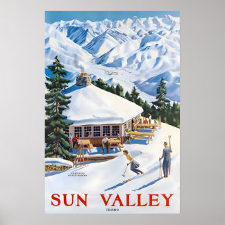 Póster Sun Valley Idaho 1940s Snow Ski Travel Poster