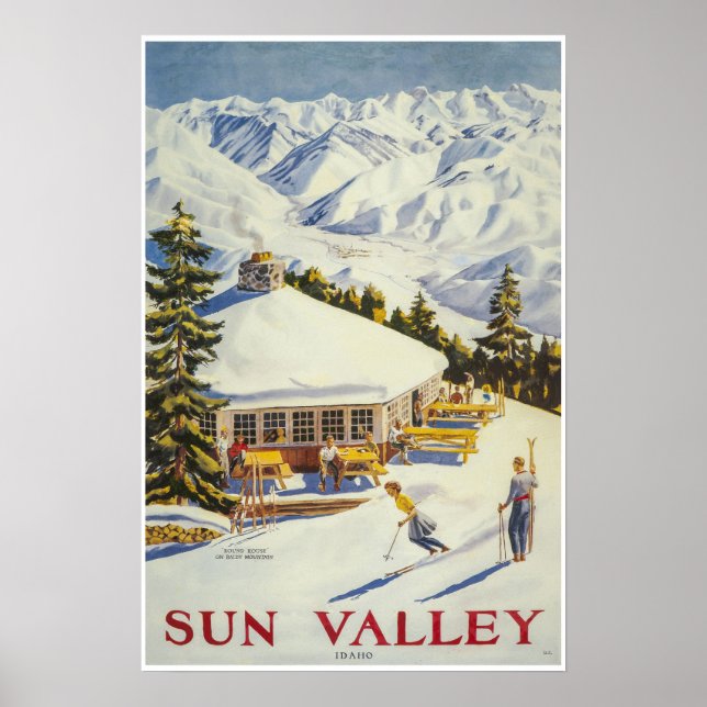 Póster Sun Valley, Idaho, Poster de esquí (Frente)
