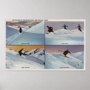 Póster Sun Valley, identificación - esquí